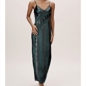 Yumi Kim velvet and sparkle dark green dress